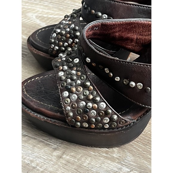 Frye Womens Joy Vintage Brown Beaded Open Toe Slip On Slide Sandals US 9.5 B - Picture 5 of 9